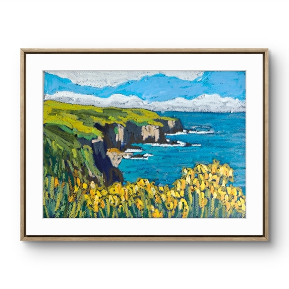 Original Coastal Landscape Oil Pastel Painting
